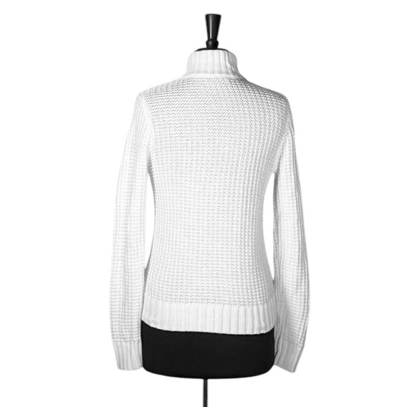 Ralph Lauren Womens Sweater White Cable Knit Zip Preppy Old Money Knit Jacket S - Picture 3 of 11